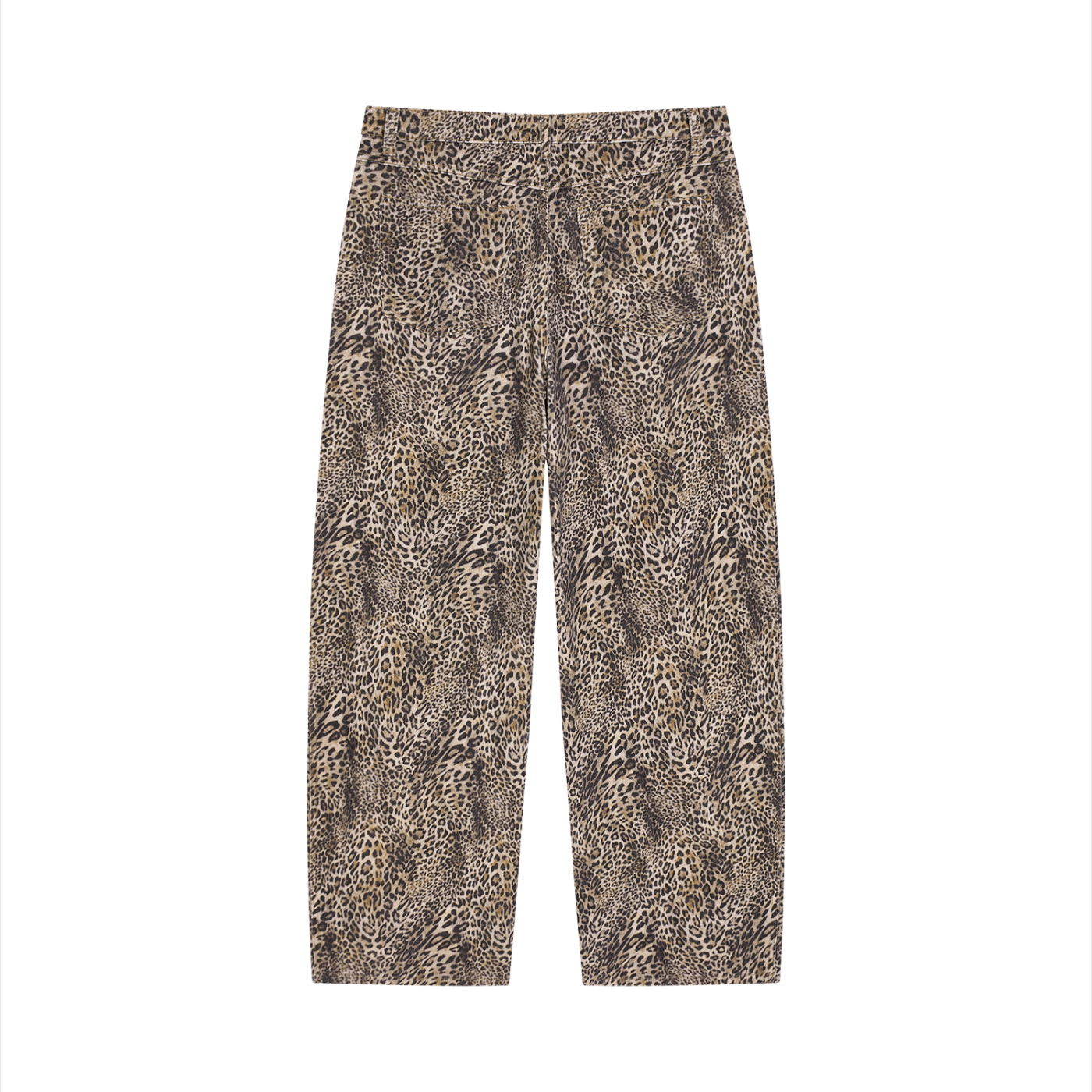 Vintage Wash Leopard Styled Wide Jeans