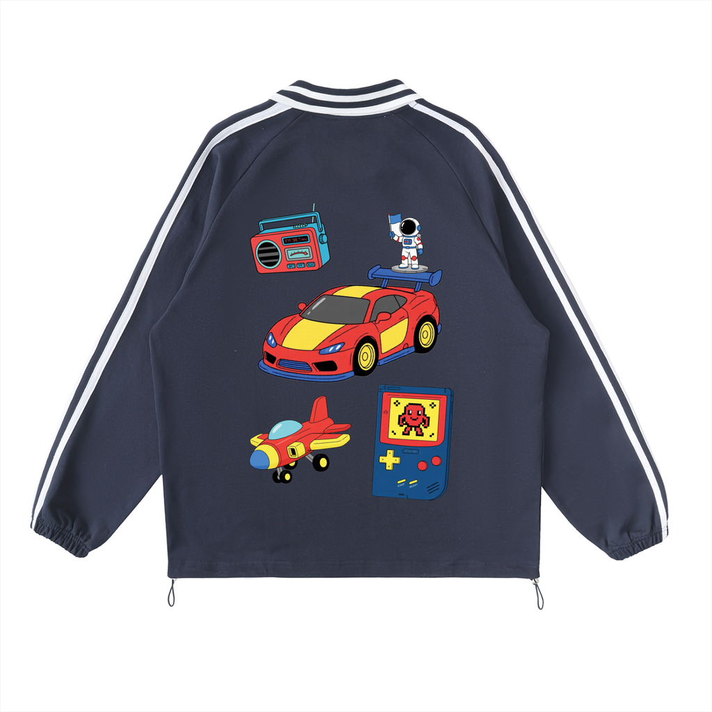 Retro Racer Striped Collar Sweatshirt