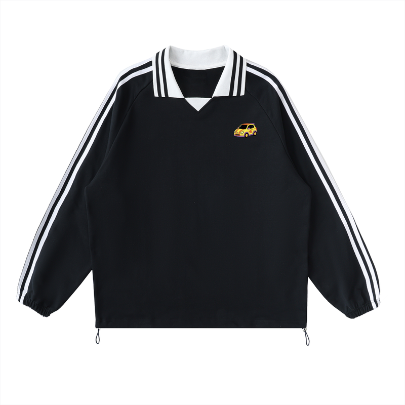 Retro Racer Striped Collar Sweatshirt