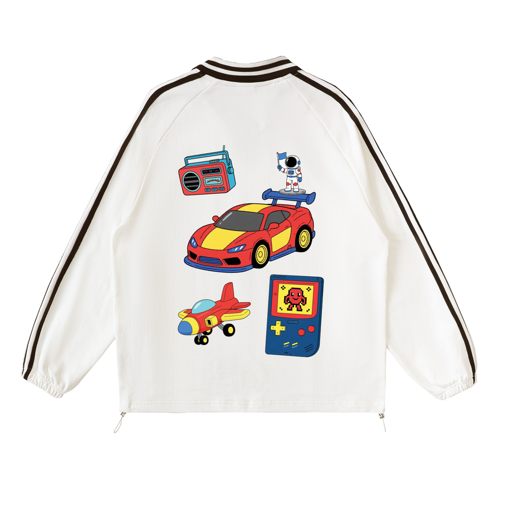 Retro Racer Striped Collar Sweatshirt