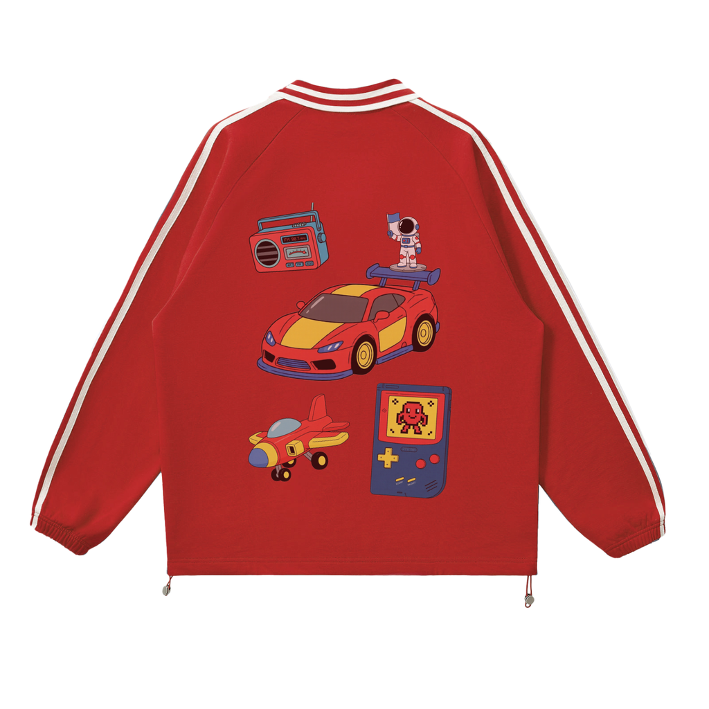 Retro Racer Striped Collar Sweatshirt