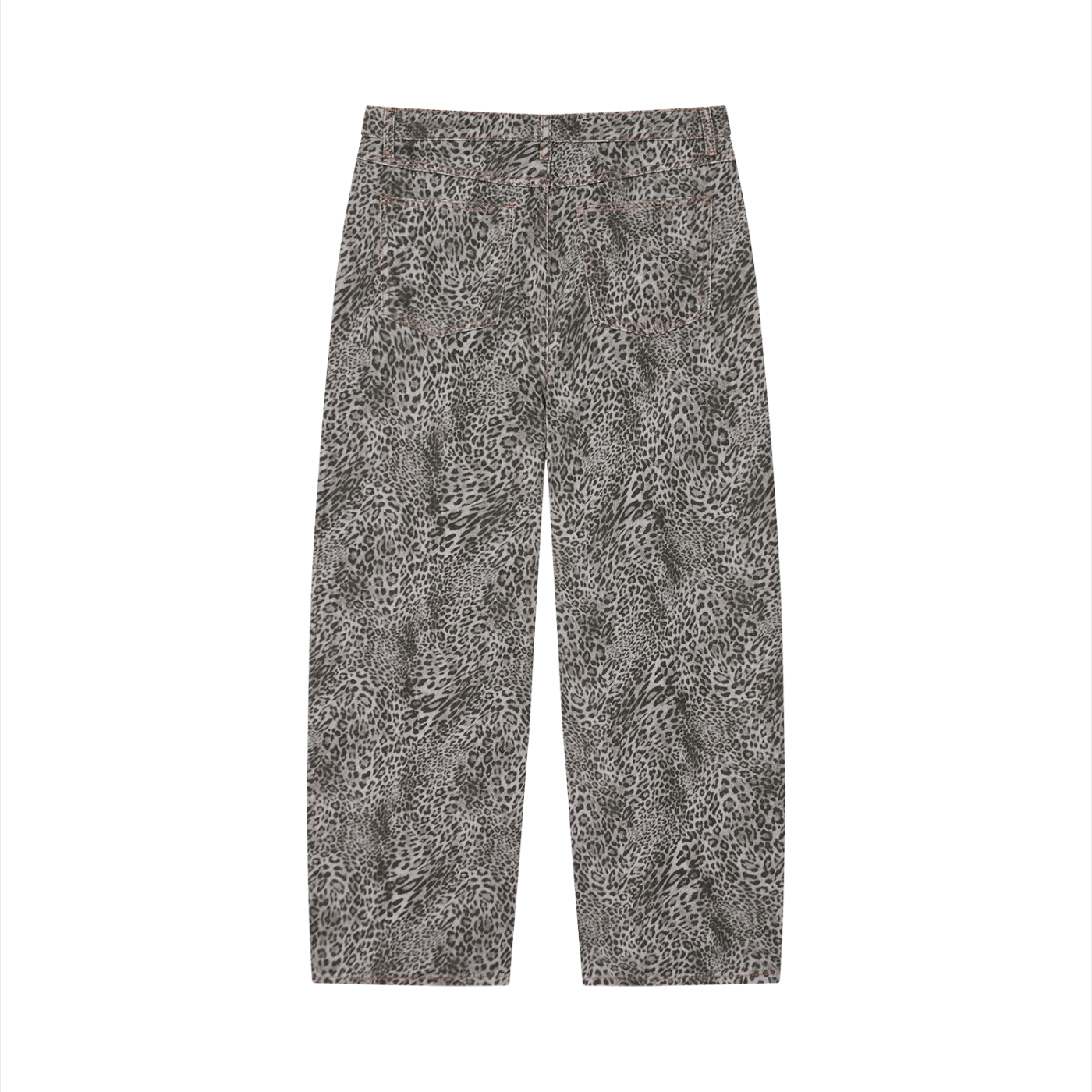 Vintage Wash Leopard Styled Wide Jeans